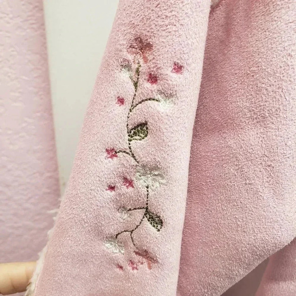 OshKosh Pink Fur Lined Embroidered Coat - Picture 4 of 5